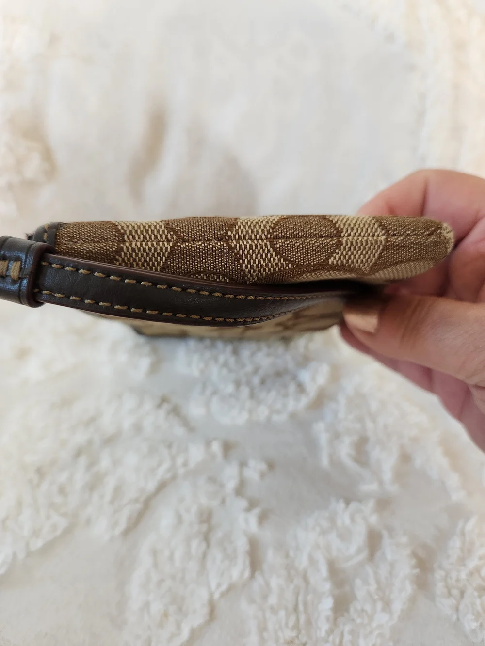 Coach Signature Canvas Wristlet in Brown/Tan 4 X 6 Excellent Condition
